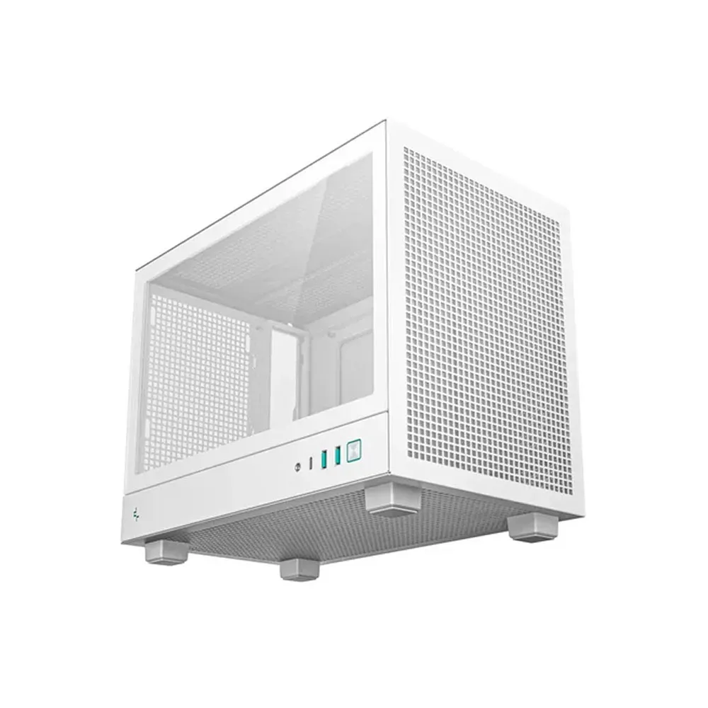 DeepCool CH160 Mini-ITX Computer Case, ABS+SPCC+Tempered Glass Materials, 3 Expansion Slots, x2USB3.0/Audio/1xGen2 Type-C Port - White