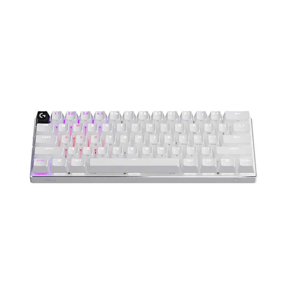 Logitech G PRO X 60 Lightspeed Wireless Gaming Keyboard, 61 Keys, TKL 60% Mechanical Keyboard, LIGHTSYNC RGB, GX Optical Tactile Switches - White