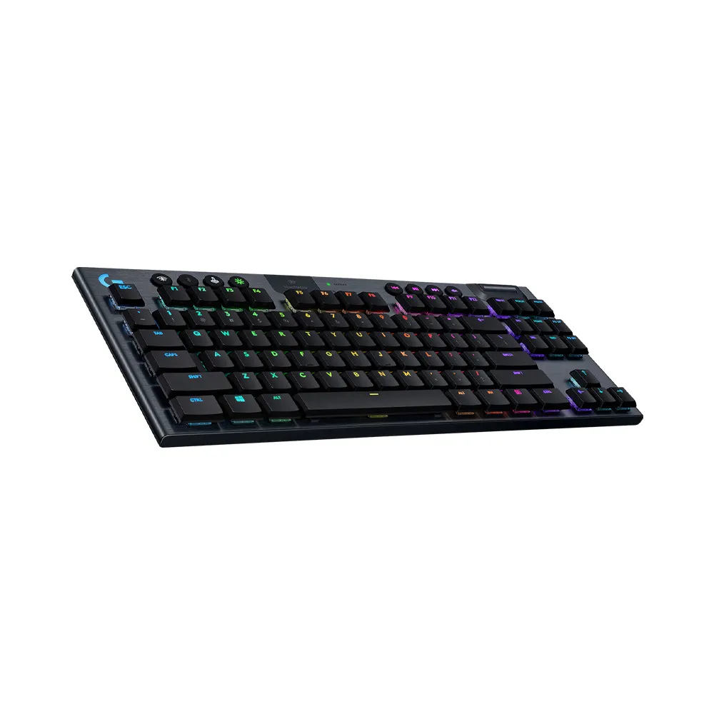 Logitech G915 TKL Tenkeyless Lightspeed Wireless RGB Mechanical Gaming Keyboard, Lightsync RGB, 40hrs Battery, Advanced Wireless and Bluetooth Support, Clicky - Black