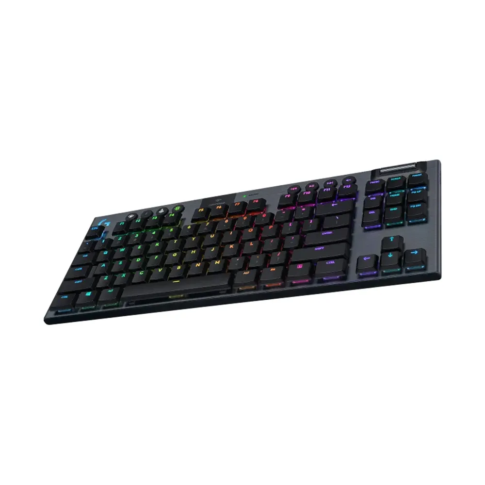 Logitech G915 TKL Tenkeyless Lightspeed Wireless RGB Mechanical Gaming Keyboard, Lightsync RGB, 40hrs Battery, Advanced Wireless and Bluetooth Support, Clicky - Black