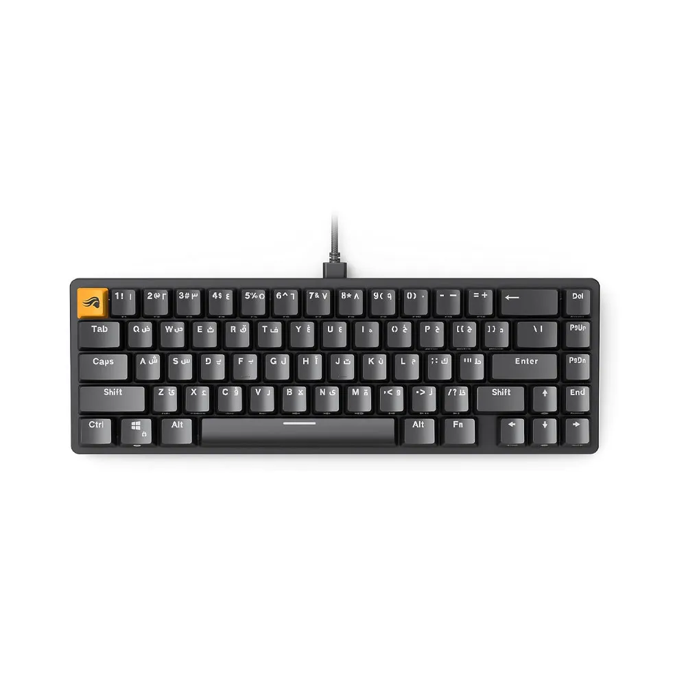Glorious Gaming GMMK 2 Pre-Built Edition Wired, Arabic Letters, TKL Mechanical, Hotswap Cherry Mx Style Switches, Double Shot Keycaps & Linear Switches - Black