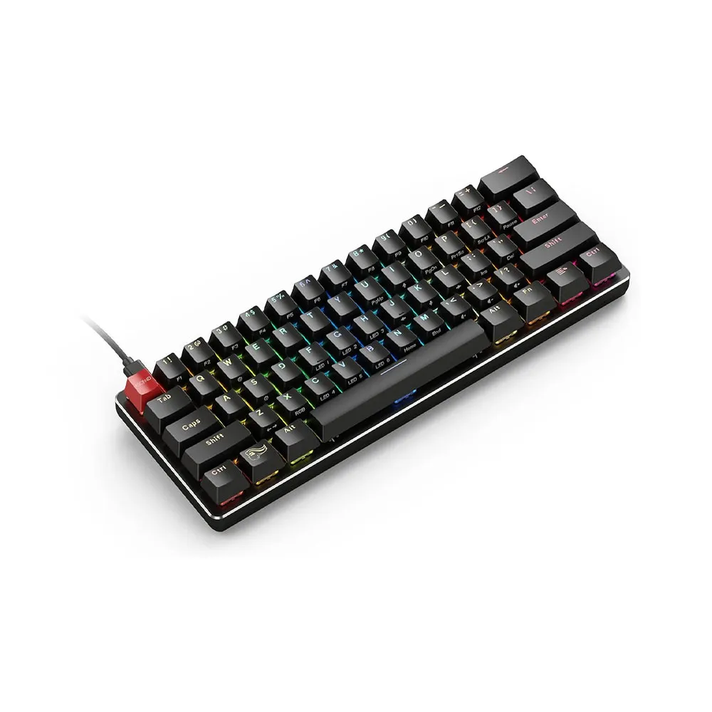 Glorious GMMK Gateron Modular RGB Wired Mechanical Gaming Keyboard, 60% Compact Size, Brown Switches - Black
