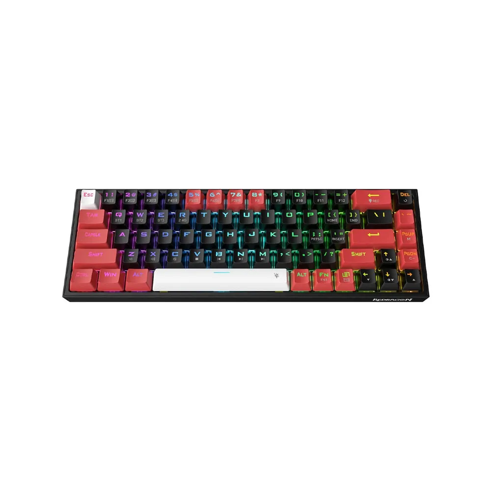 Redragon K631 CASTOR PRO 65% 3-Mode Wireless RGB Mechanica Gaming Keyboard, 68 Keys Hot-Swappable, Quiet Red Linear Switch