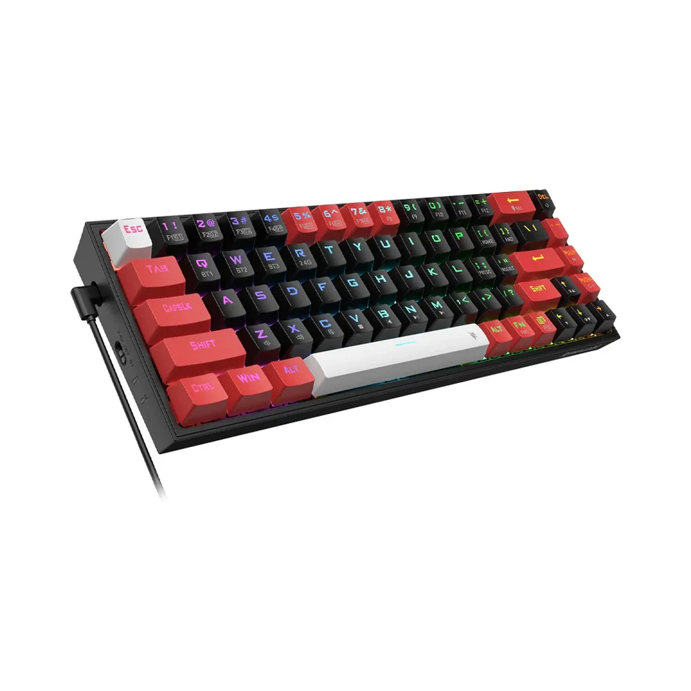 Redragon K631 CASTOR PRO 65% 3-Mode Wireless RGB Mechanica Gaming Keyboard, 68 Keys Hot-Swappable, Quiet Red Linear Switch