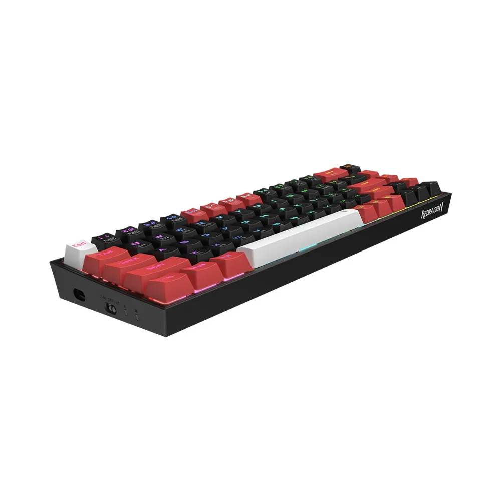 Redragon K631 CASTOR PRO 65% 3-Mode Wireless RGB Mechanica Gaming Keyboard, 68 Keys Hot-Swappable, Quiet Red Linear Switch