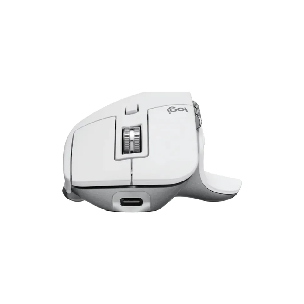 Logitech MX Master 3S Wireless Performance Mouse, Ergo, 8K DPI, Track on Glass, Quiet Clicks, USB-C, Bluetooth - White