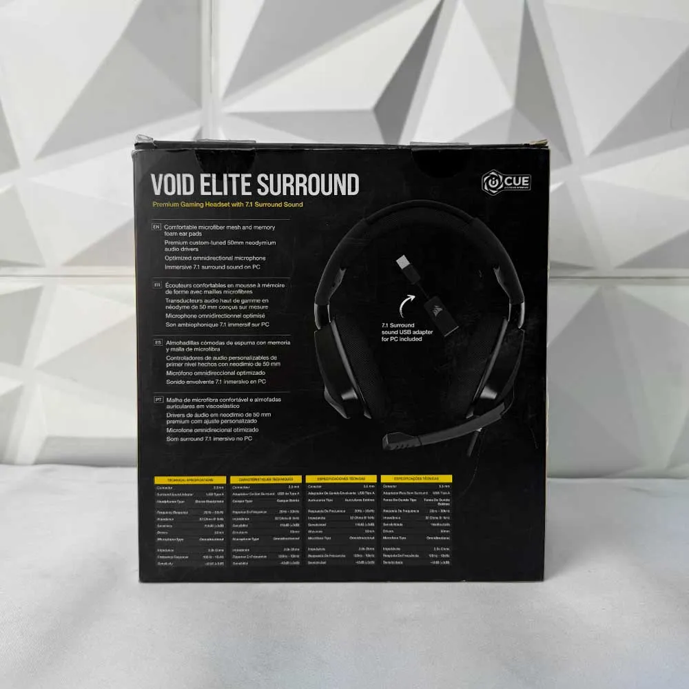 Corsair Void RGB Elite Wired Gaming Headset Surround Sound USB-C - Used