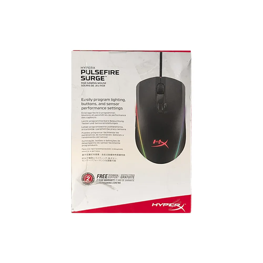 HyperX Pulsefire Surge - RGB Wired Optical Gaming Mouse, Pixart 3389 Sensor up to 16000 DPI, Ergonomic, 6 Programmable Buttons - Open Box