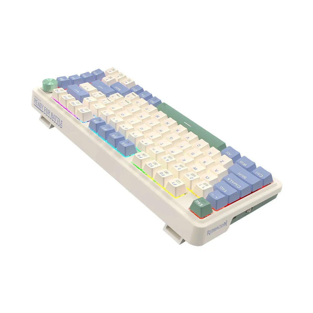 Redragon K673CPG RGB-Pro Ucal Pro 75% Wireless Gaming Keyboard, 3-Modes 81 Keys Compact Mechanical Keyboard w/Hot-Swap Socket, Linear Red Switch - Beige 