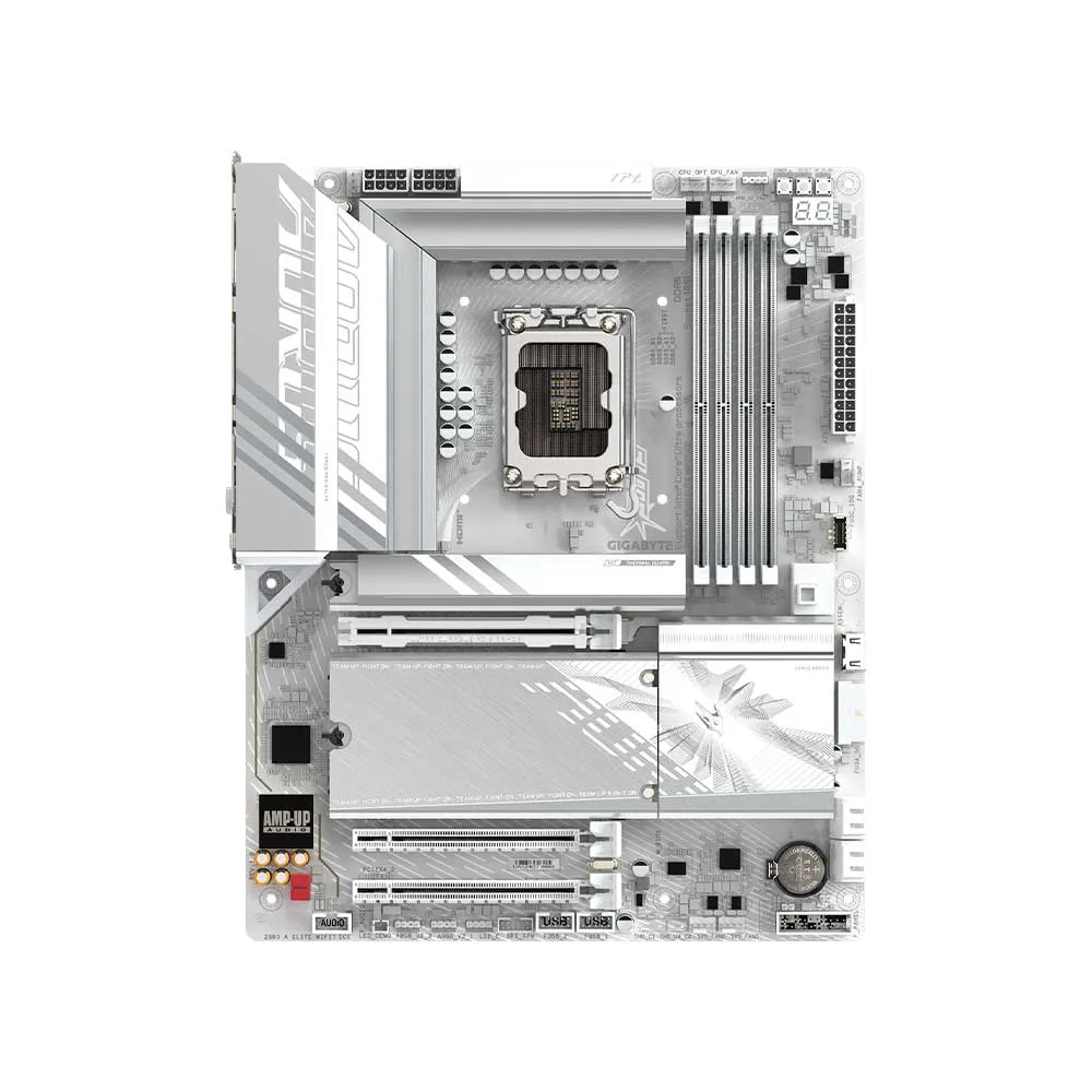 GIGABYTE Z890 AORUS Elite WIFI7 ICE Intel Core Ultra LGA 1851 , ATX, DDR5, 3X M.2, PCIe 5.0, Thunderbolt 4, WIFI7, 2.5GbE LAN, EZ-Latch - White 