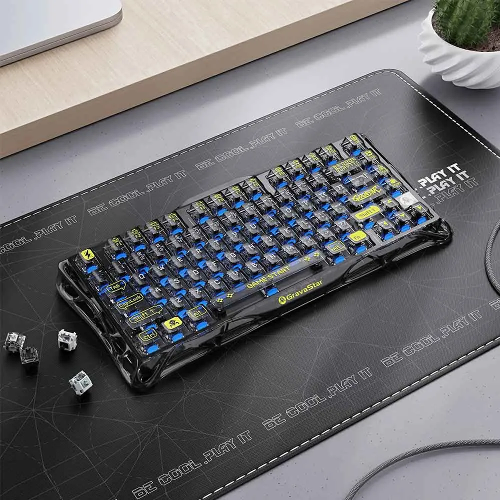 GravaStar Mercury K1 Lite 75% Wireless Mechanical Gaming Keyboard - Transparent Black