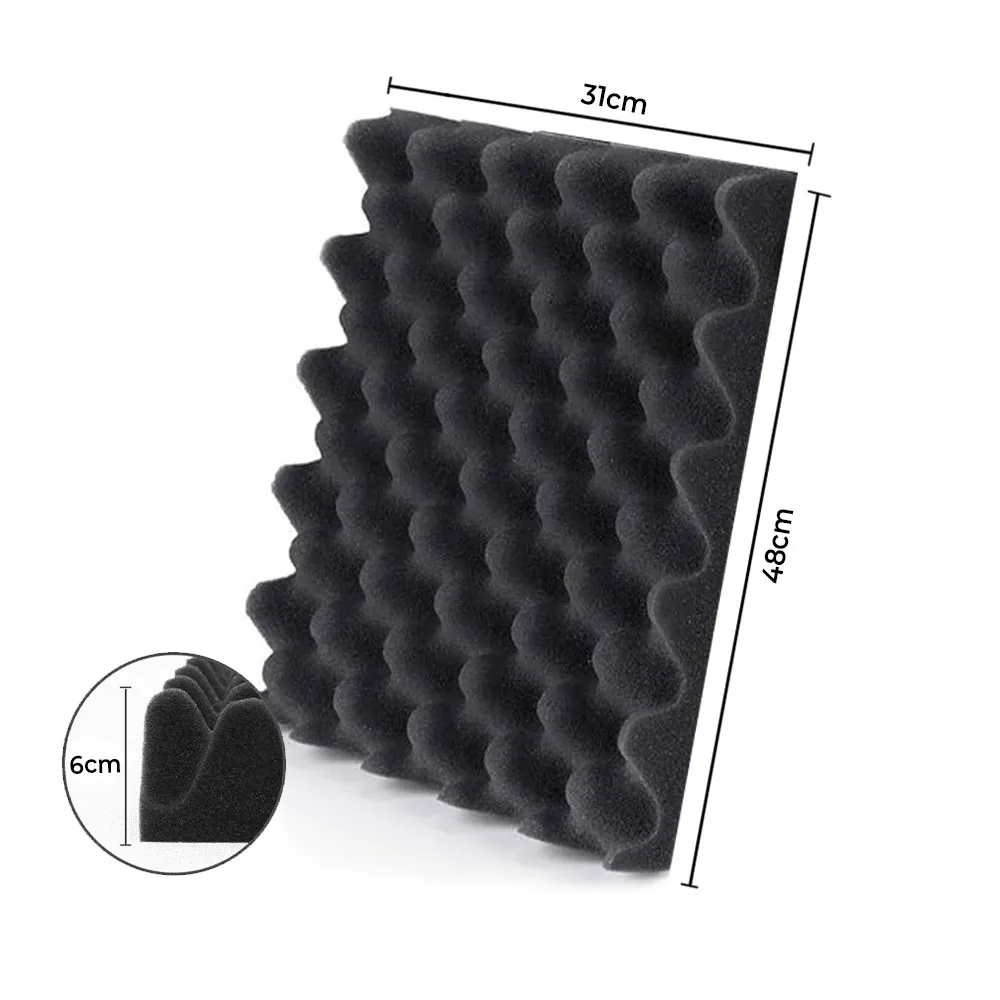 Acoustic Panel 48x31x6cm 3D High Density, Reverb Reduction, Easy Assembly with Tape – For Studio, Podcast, Office and Home Theater