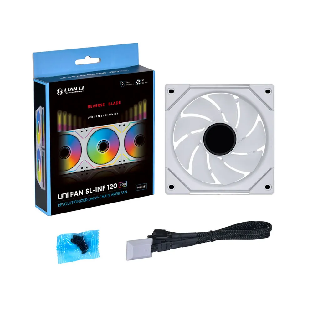 Lian Li UNI Fan SL-Infinity 120 Reverse Blade, ARGB Fan, Infinity Mirror-Cable Management, Customizable Lighting Effects - White 6