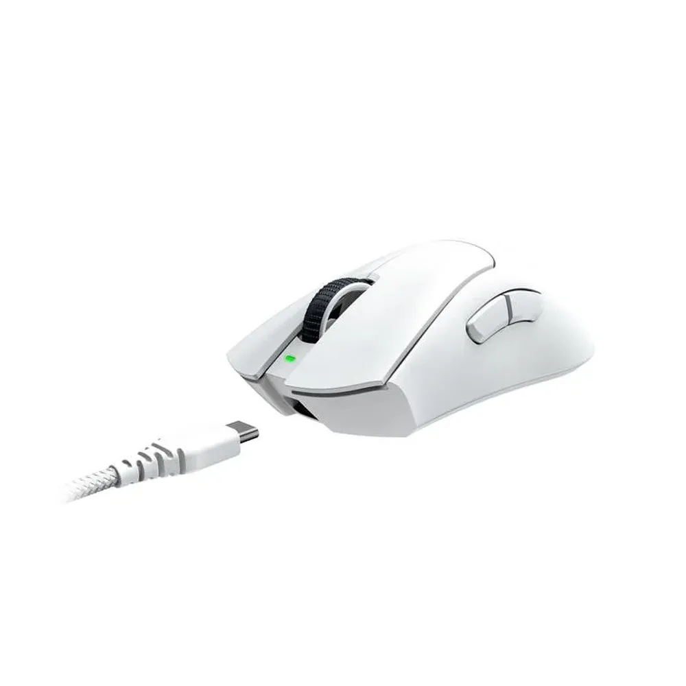 Razer DeathAdder V3 Pro Wireless Gaming Mouse, 64g Lightweight Ergonomic, 30K DPI, 8 Programmable Controls, Up to 90 Hr Battery, USB-C Charging - White