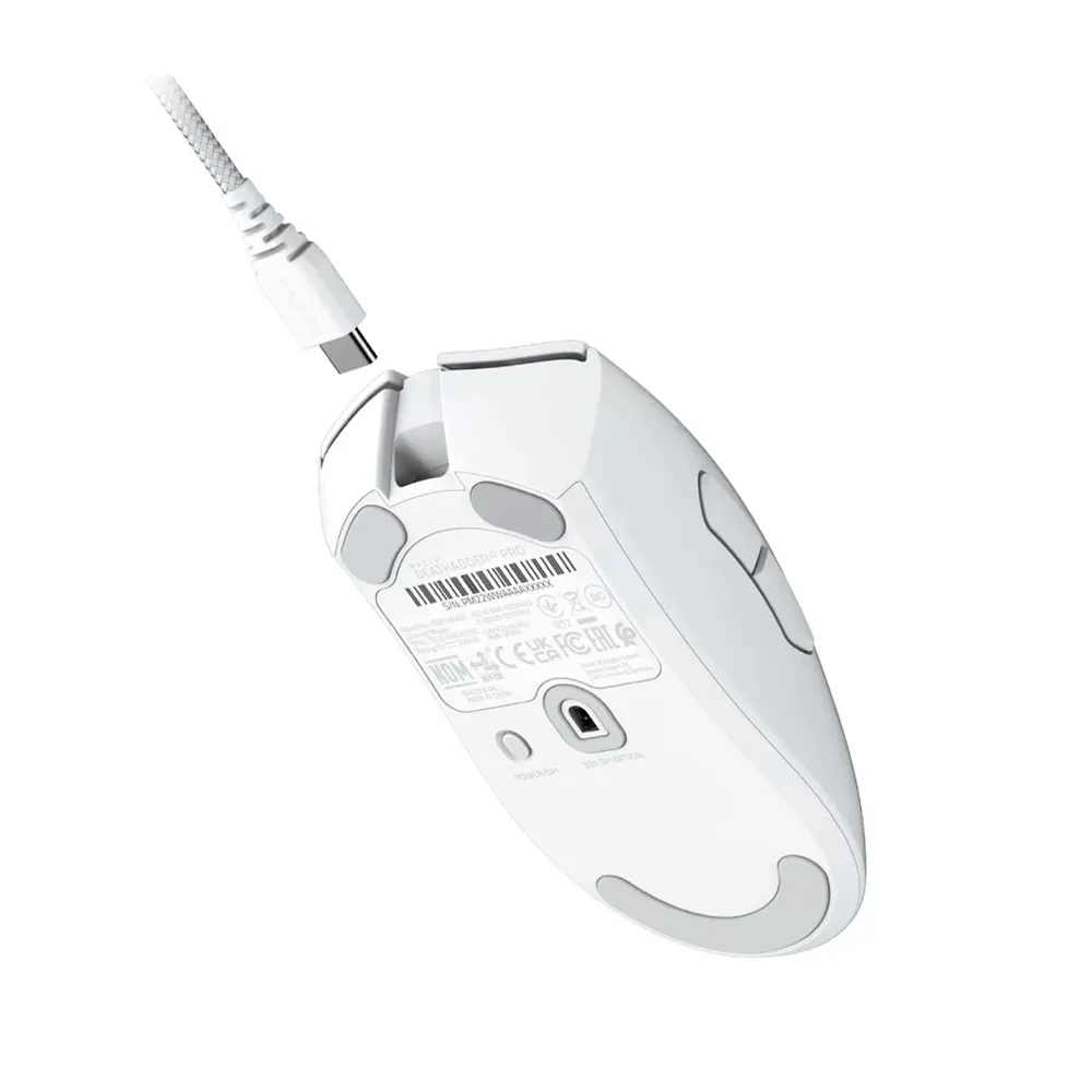 Razer DeathAdder V3 Pro Wireless Gaming Mouse, 64g Lightweight Ergonomic, 30K DPI, 8 Programmable Controls, Up to 90 Hr Battery, USB-C Charging - White