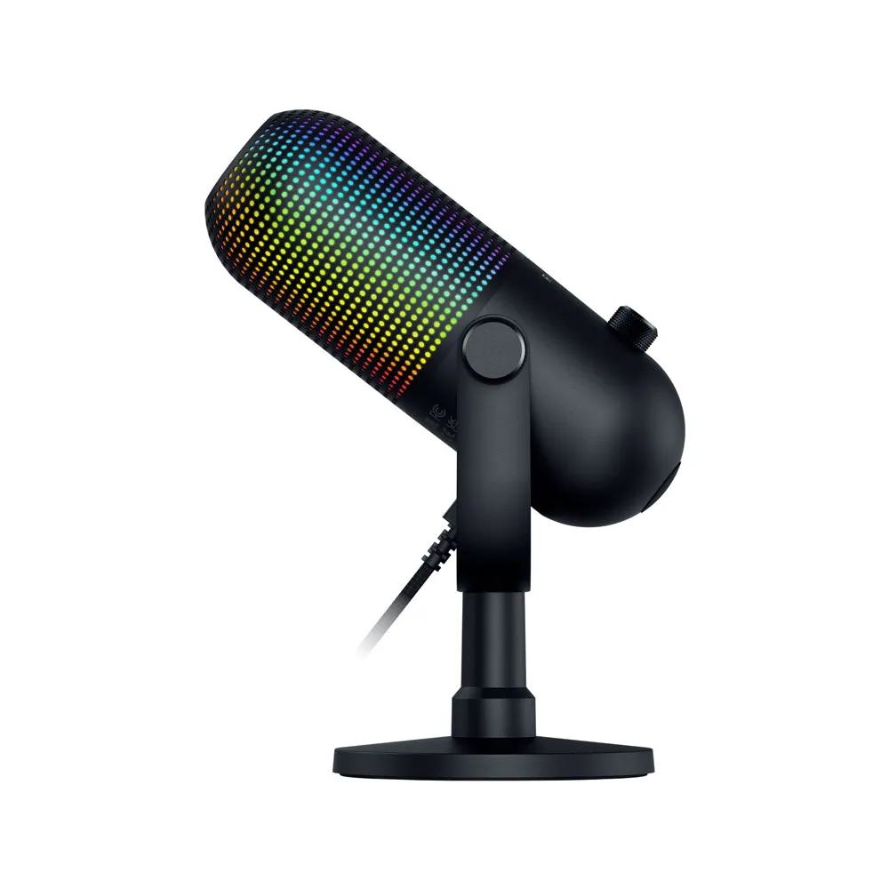 Razer Seiren V3 Chroma RGB USB : Stream & Game Reactive Lighting - Tap-to-Mute Sensor - c - Digital Gain Limiter & Shock Absorber - Black