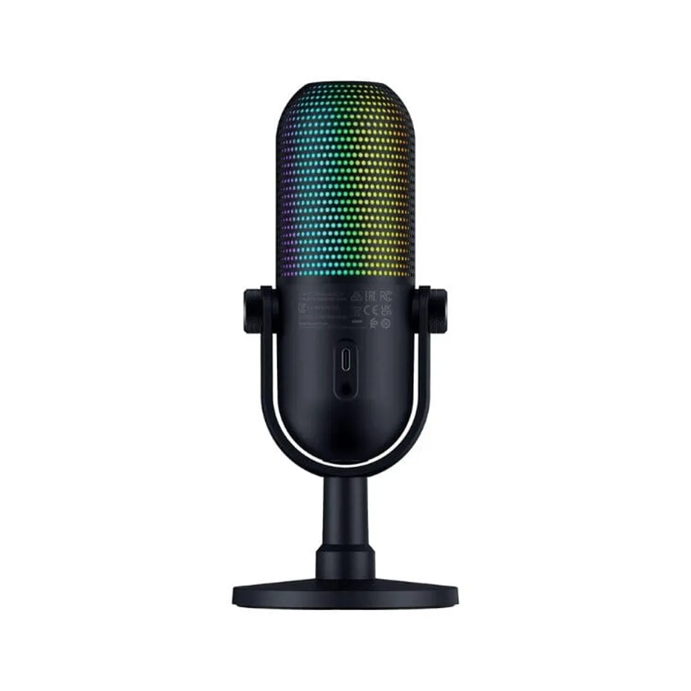 Razer Seiren V3 Chroma RGB USB : Stream & Game Reactive Lighting - Tap-to-Mute Sensor - c - Digital Gain Limiter & Shock Absorber - Black