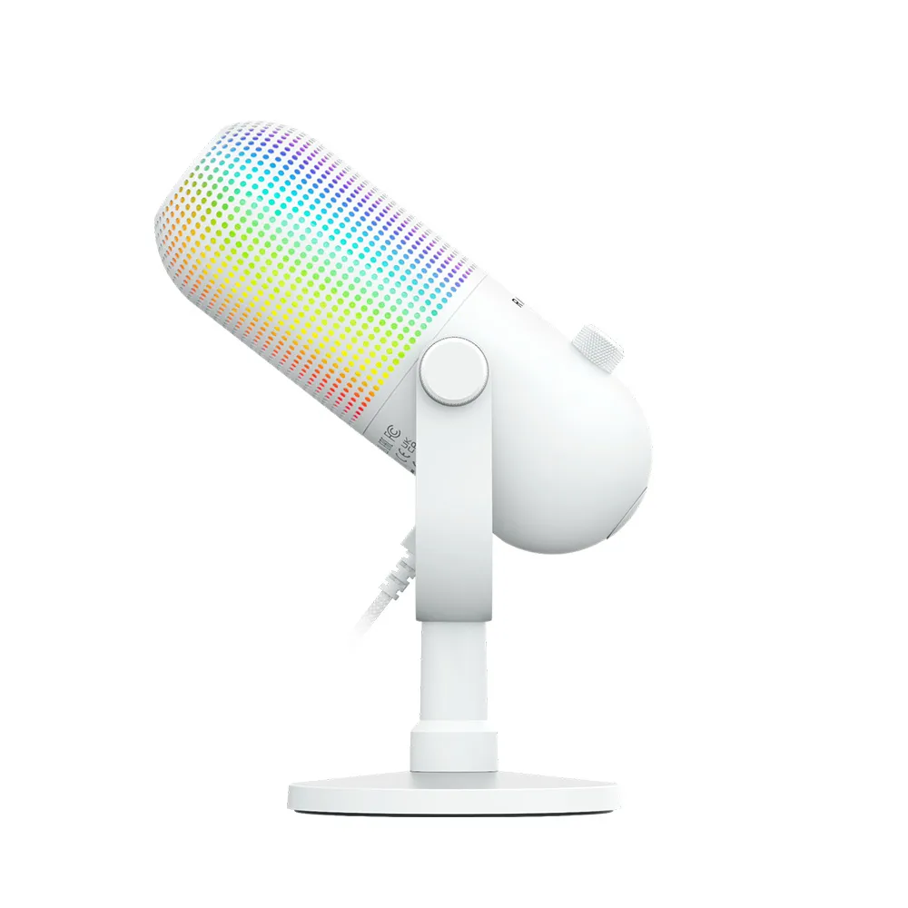 Razer Seiren V3 Chroma RGB USB : Stream & Game Reactive Lighting - Tap-to-Mute Sensor - c - Digital Gain Limiter & Shock Absorber - White