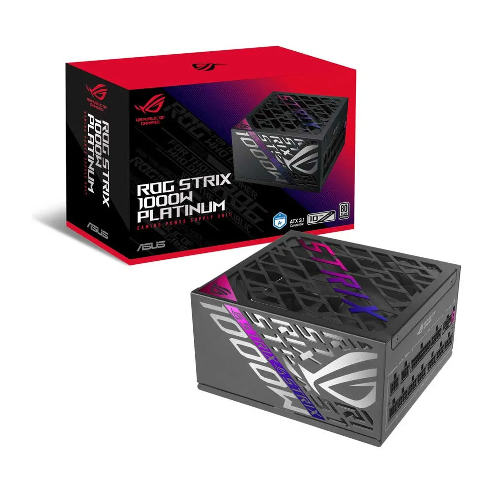 ASUS ROG Strix 1000W Platinum (Fully Modular Power Supply, 80 Plus Platinum Certified, ATX 3.1, Cybenetics Lambda A+, GaN MOSFET, GPU-First Intelligent Voltage Stabilizer