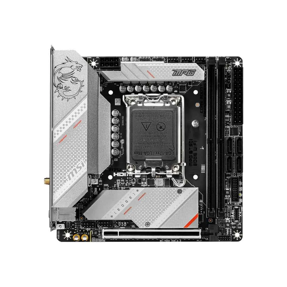 MSI MPG B760I Edge WiFi Gaming Motherboard (Supports 12th/13th/14th Gen Intel Processors, LGA 1700, DDR5, PCIe 5.0, M.2, 2.5Gbps LAN, USB 3.2 Gen2, HDMI/DP, Wi-Fi 6E, Bluetooth 5.3, Mini-ITX)