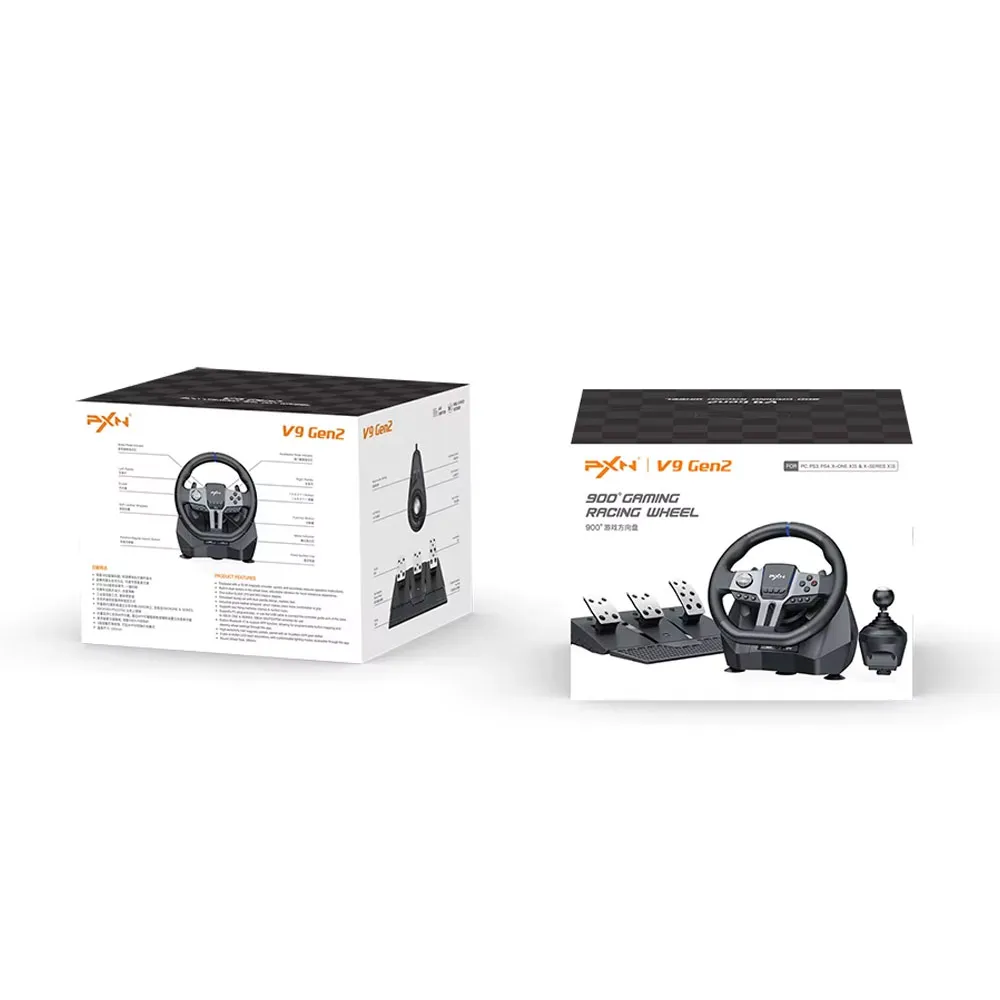 PXN V9 Gen2 Racing Wheel - Steering Wheel Driving Wheel 270°/ 900° Degree Vibration Gaming Steering Wheel with Shifter and Pedal